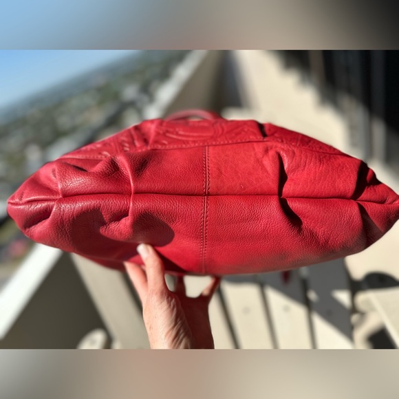 ❤️ Sharif Firenze Red Hieroglyphics Leather Drawstring Shoulder Bag ~ Excellent - Picture 8 of 15